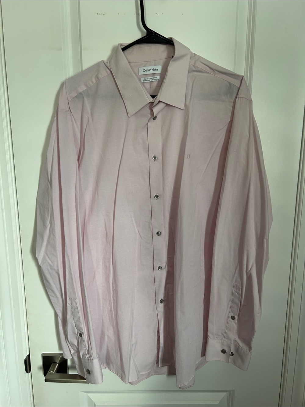 Calvin Klein Men's Light Pink Button-Front Dress Shirt Size 17 34/35 XL